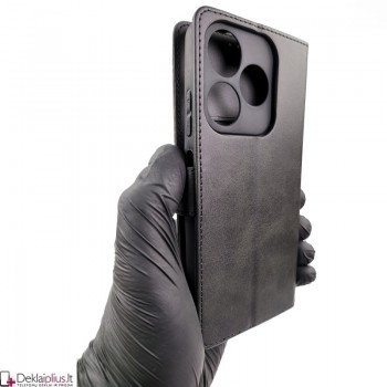 Dirbtinos odos dėklas su 4 skyreliais - juodas (Tecno Spark 10) Dirbtinos odos dėklas su 4 skyreliais - juodas (Tecno Spark 10)